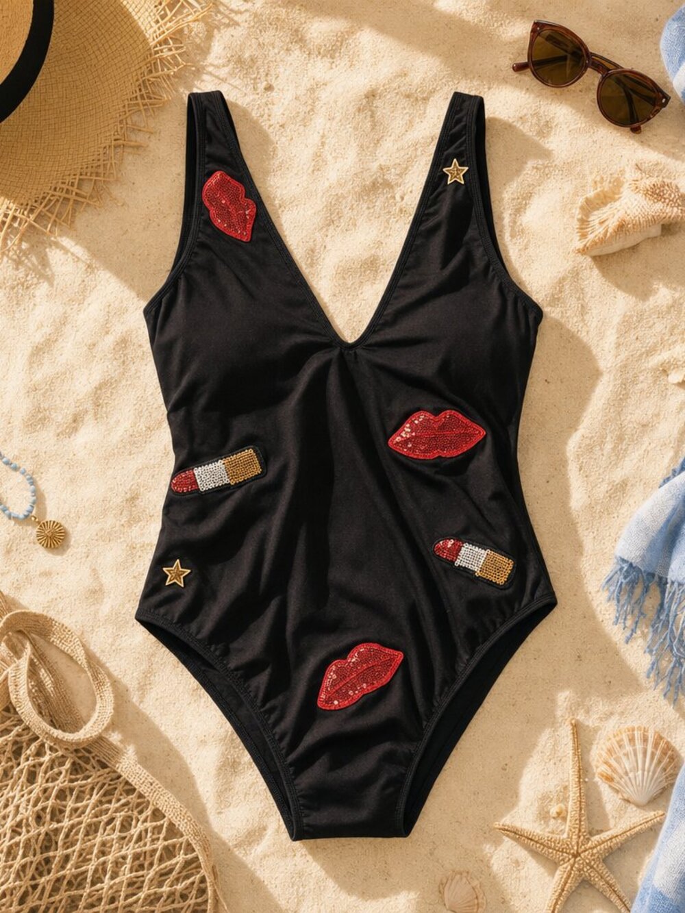 One Piece Swimsuit Misguided Black Ladies Swimsuit GUC Size 8